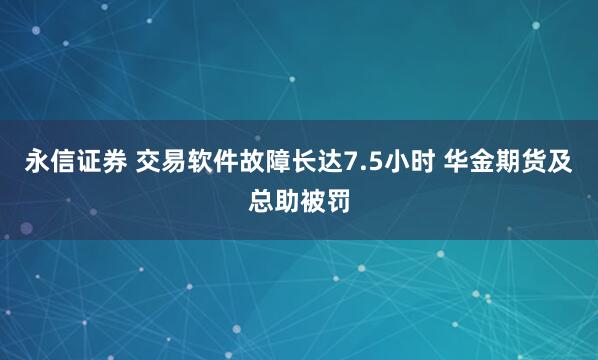 永信证券 交易软件故障长达7.5小时 华金期货及总助被罚